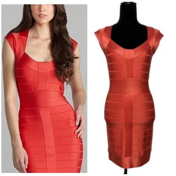 French Connection bandage dress BodyCon rust brown orange color size US 2 - Picture 1 of 12